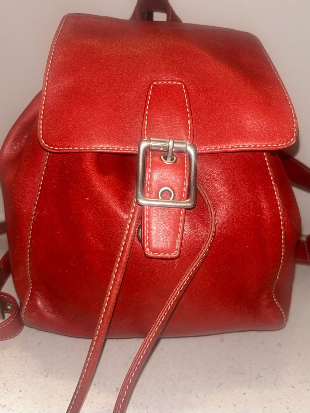 Coach Classic Red Leather Backpack